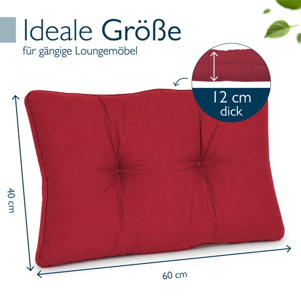 Loungemöbel Kissen mit Polsterung, 60 mal 40 Zentimeter, 12 Zentimeter dick, geeignet für Gartenmöbel