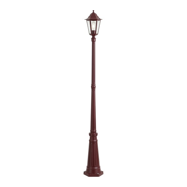 Klassische Gartenlaterne als Standleuchte für den Außenbereich mit einem Lichtkopf und hohem Mast.