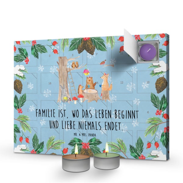 Mr. & Mrs. Panda Duftkerzen Adventskalender Waldtiere Picknick - Blau Pastell