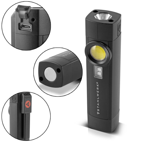 Stahlwerk Logo Inspektionslampe mit USB-Anschluss und Magnet