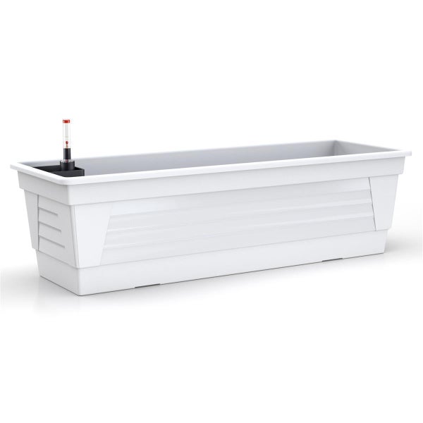 Plastard Blumenkasten Weiß 60x21x17 cm mit Hydroeinsatz und Wasserstandsanzeiger Pflanzkasten Balkonkasten