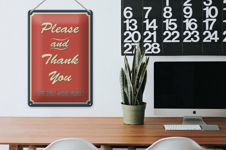 Blechschild Spruch 20x30cm Please and Thank you