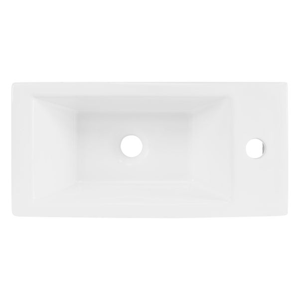 ML-Design Waschbecken aus Keramik in Weiß 51x25x13 cm, Eckig, klein, Hahnloch rechts, Wandmontage oder Aufsatzwaschbecken, Moderne Waschtisch Waschschale Waschplatz Handwaschbecken, für Badezimmer