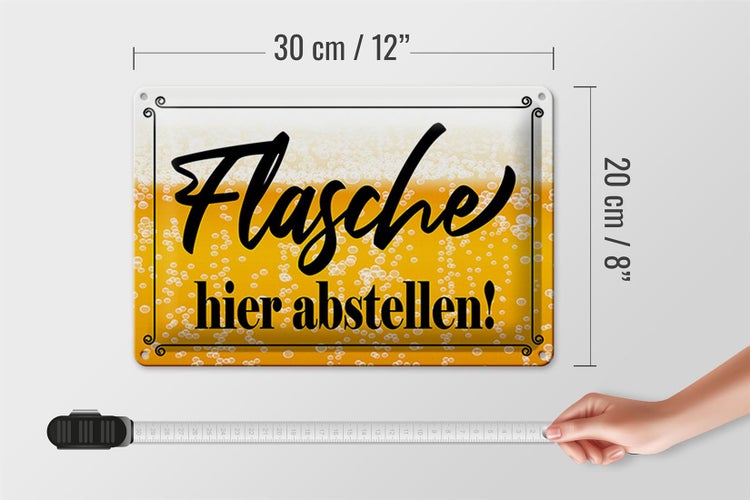 Blechschild Spruch 30x20cm Flasche hier abstellen Bier