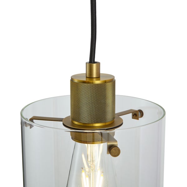 Hängelampe mit Lampenschirm aus Glas und Metallaufhängung