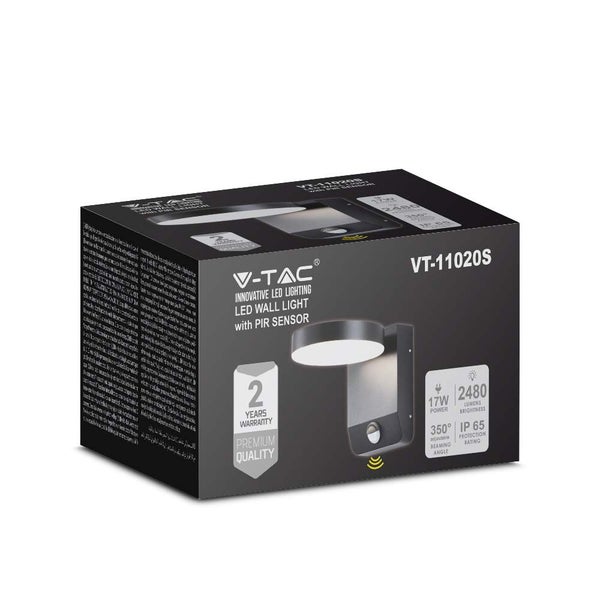 Verpackung einer V-TAC LED-Wandleuchte mit Bewegungssensor
