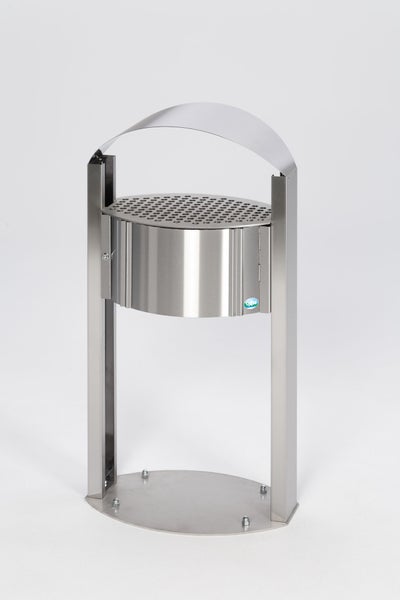 PROREGAL Robuster Standascher Mit Schutzdach Für Aussenbereich 15 Liter HxBxT 120 x 58 x 35 cm Edelstahl