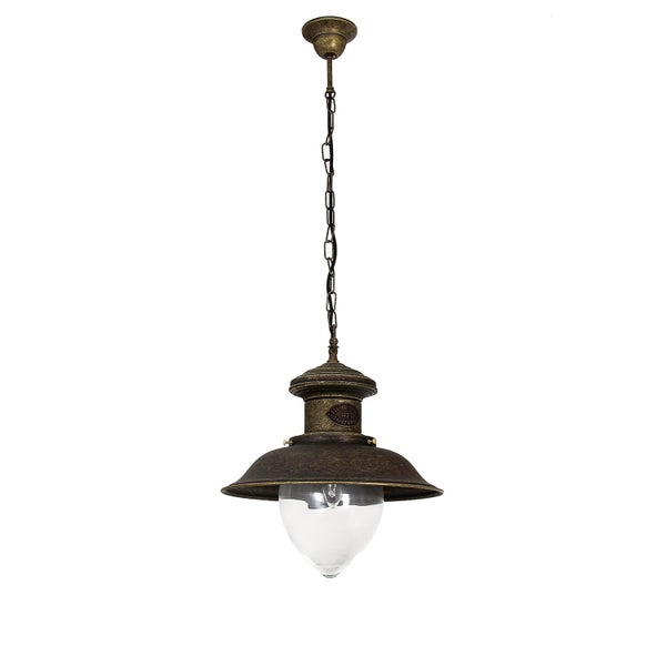 Hängeleuchte mit Kette und klarem Glasschirm