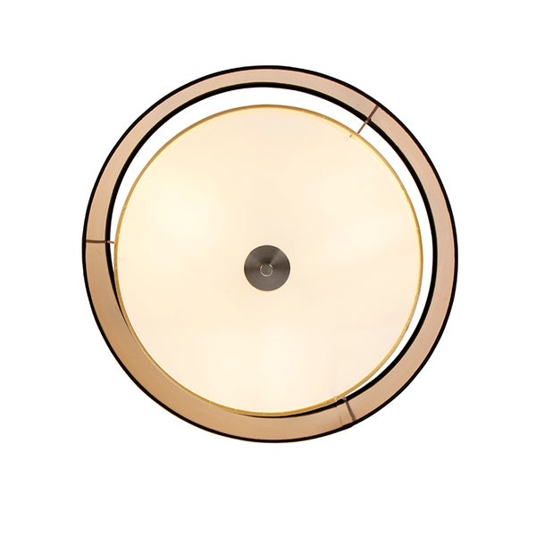 Runde Deckenleuchte mit innerem Schirm und schwarzem kreisförmigem Außenrahmen.