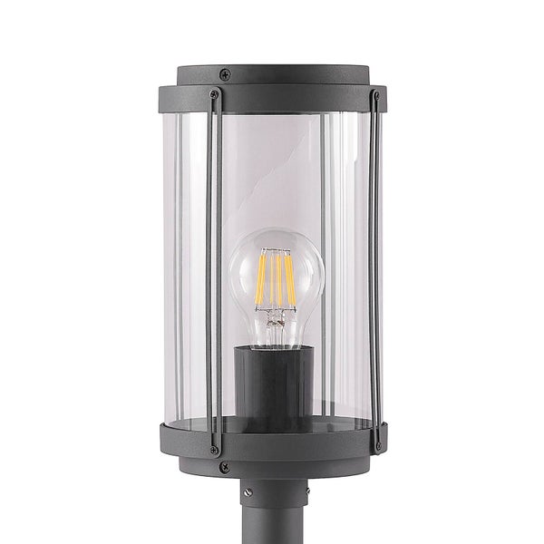 Lindby Außenleuchte Ojali (spritzwassergeschützt (Modern) in Schwarz aus Aluminium (1 flammig, E27) - Wegeleuchte Pollerleuchte Wegelampe Sockelleuchte