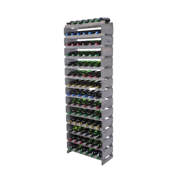 Weinregal VINOTECA FLEX PRO HxBxT 191x65x28cm 84 Flaschen auf 14 Ebenen Massives Kiefernholz Grau