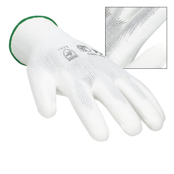 ECD Germany 1 Paar Arbeitshandschuhe mit PU-Beschichtung, Größe 11-XXL, Weiß, atmungsaktiv, rutschfest, robust, Mechanikerhandschuhe Montagehandschuhe Schutzhandschuhe Gartenhandschuhe Handschuhe