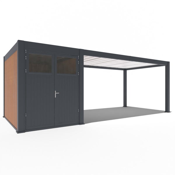Weide Carport mit Abstellraum Aluminium Pergola 3x7,2m Anthrazit Garage Überdachung