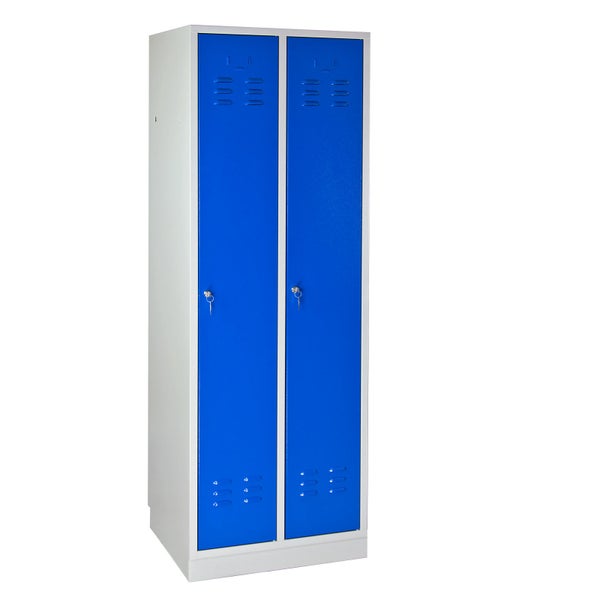 PROREGAL Garderobenschrank Ermine mit 2 Türen HxBxT 178 x 60 x 50 cm Lichtgrau Blau