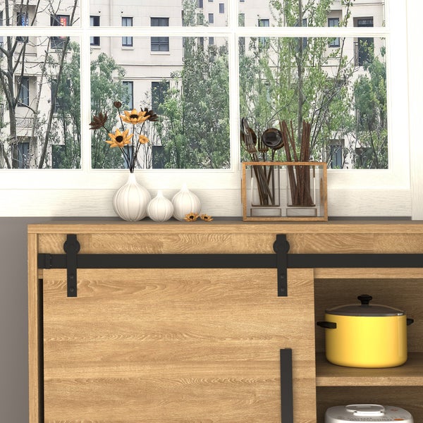 HOMCOM Schiebetürsystem Laufschiene Einzelschiebetür Schiebetürbeschlag für Holzschiebetür Zubehör Kohlenstoffstahl Schwarz 200 x 0,4 x 18 cm