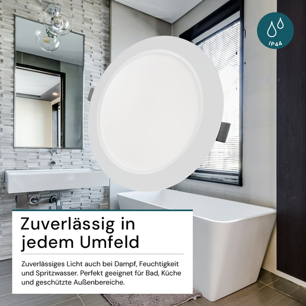 Deckeneinbaustrahler im Badezimmer mit IP44 Schutzart