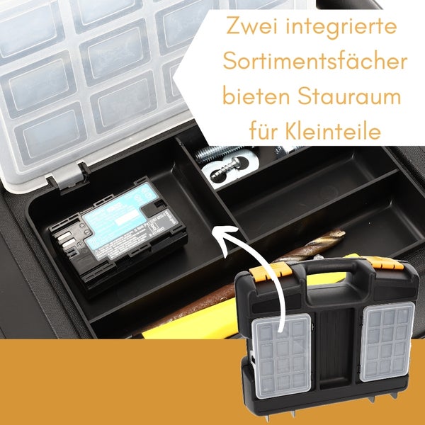 Werkzeugkoffer mit Sortierfächern zur Aufbewahrung von Kleinteilen