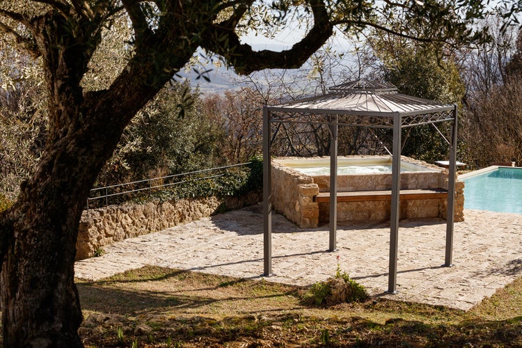 Pavillon ELEO Bolzano 2 x 2 m anthrazit - pulverbeschichtet | mit Sonnensegel ecru