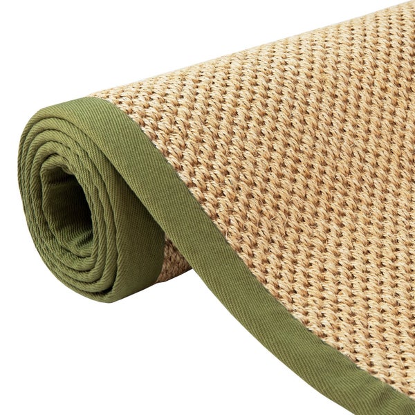 FLOORDIREKT Sisal-Teppich Tiger-Eye - aus 100% Sisal - mit Brodüre - Natur - Rand: Taupe - 160 x 230 cm