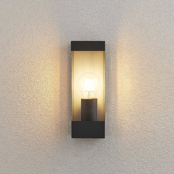 Lucande Edelstahl Wandlampe aussen, Aussenwandleuchte spritzwassergeschützt IP44 1x E27 max. 15W ohne Leuchtmittel Außenleuchte Wandleuchte außen