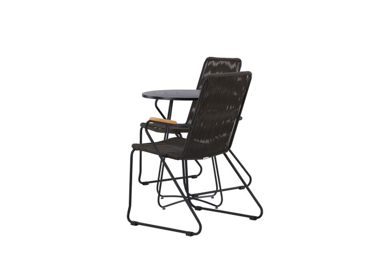 Bacong Gartenset Tisch, 2 Stühle  schwarz. 60 X 60 X 45 cm