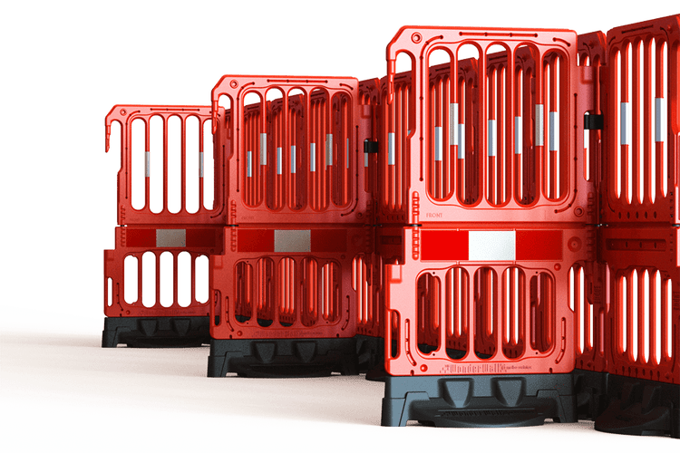 UvV® Heavywall Absperrgitter in rot mit reflektierender Folie RA1 | extra schwer