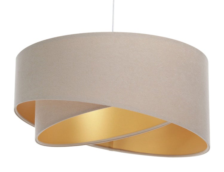 Pendelleuchte Hängeleuchte Henny P Velours beige & gold Ø 45 cm 11105
