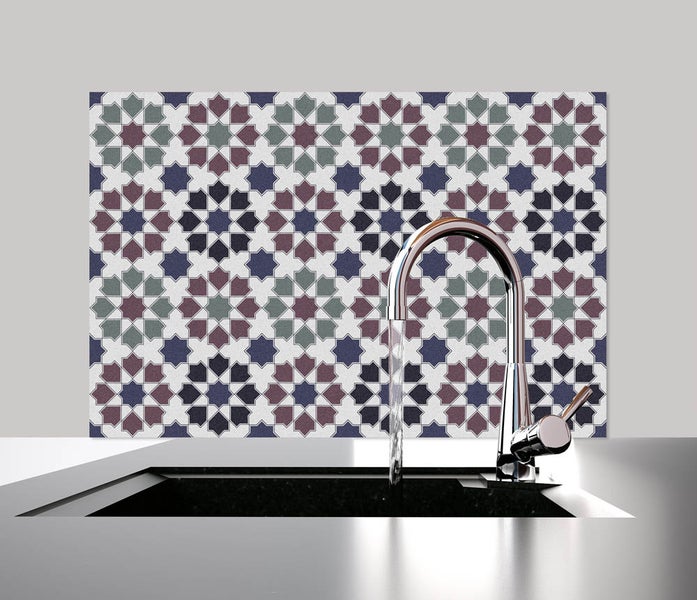 Küchen Spritzschutz | Küchenrückwand | Alu-DiBond | Fliesenschutz für den Herd und Spüle | Küche | Küchenfliesen | Fliesenspiegel | Rückwand, Größe: 60 x 40 x 0.3 cm Küchenrückwand und Spritzschutz Weiß mit Blüten