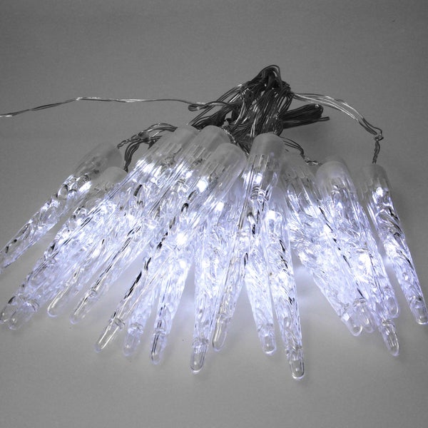 ECD Germany LED Eiszapfen Lichterkette Kaltweiß 40 LEDs Zapfen, Vorhang 5,7m + 5m Zuleitung, 8 Leuchtmodi + Timer, Wasserdicht IP44 Außen, Eiszapfenkette Eisregen Weihnachtsbeleuchtung Weihnachtsdeko