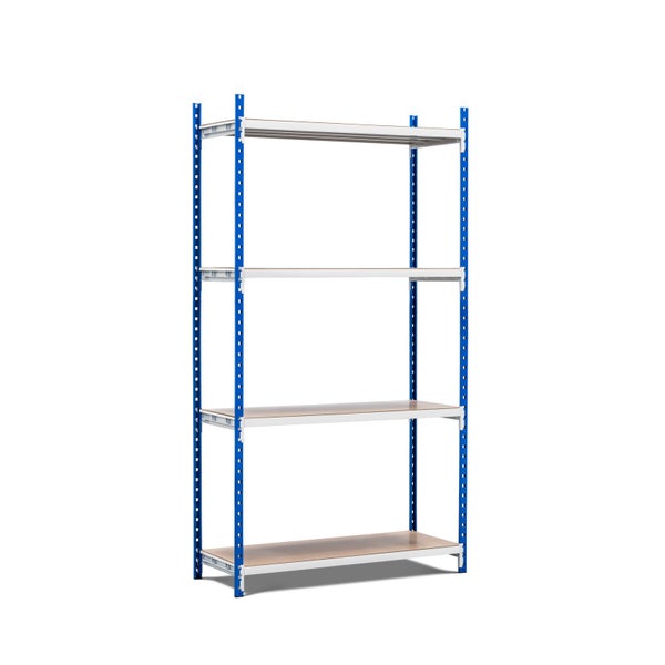 PROREGAL Fachbodenregal Maximus Pro HxBxT 240 x 125 x 40 cm 4 Ebenen Spanplatten-Fachboden Fachlast 248 kg Lichtblau-Lichtgrau