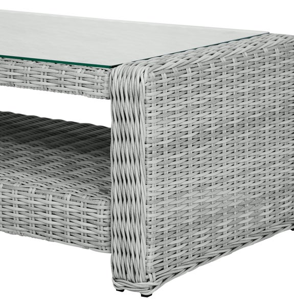 Vinor Couchtisch Garten mit Glasplatte, sand. 111 X 56 X 41 cm