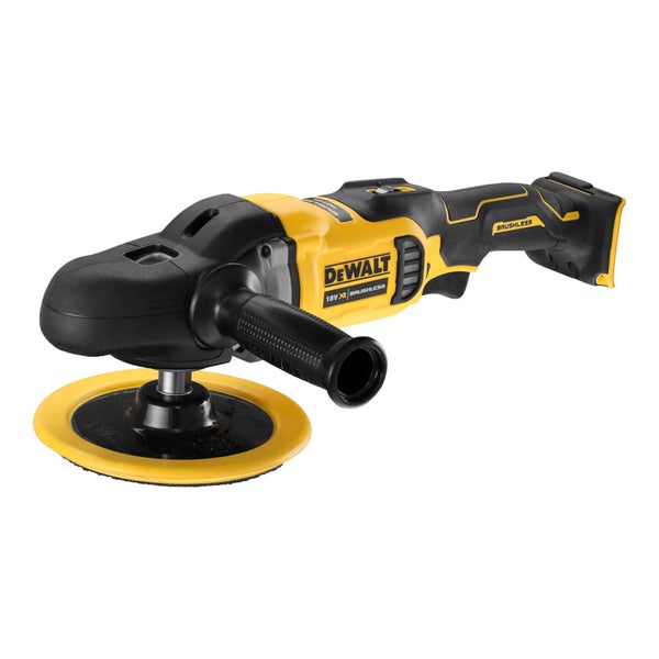 DeWalt Akku-Polierer 18 Volt XR bürstenlos mit seitlichem Handgriff.