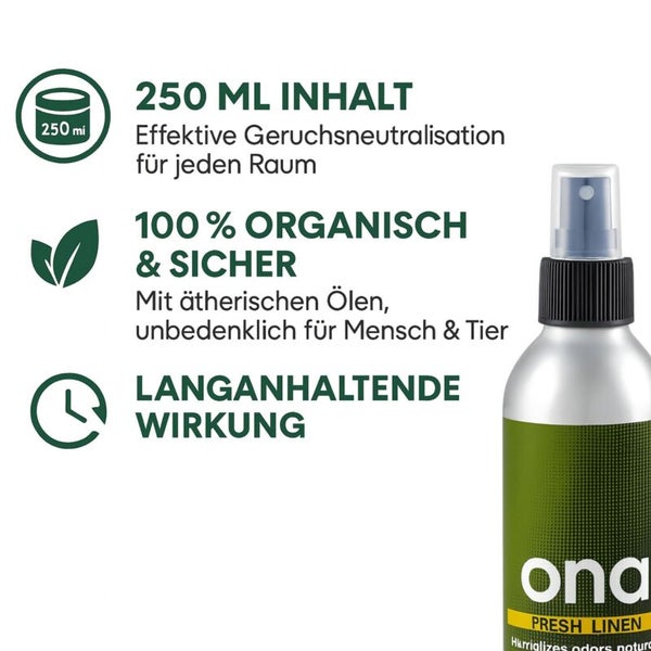 Raumspray mit 250 Milliliter Inhalt zur Geruchsneutralisation