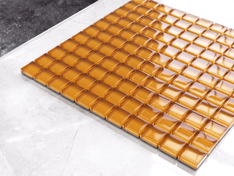 Glasmosaik auf Netz für Bad und Küche 30cm x 30cm  - Caramel