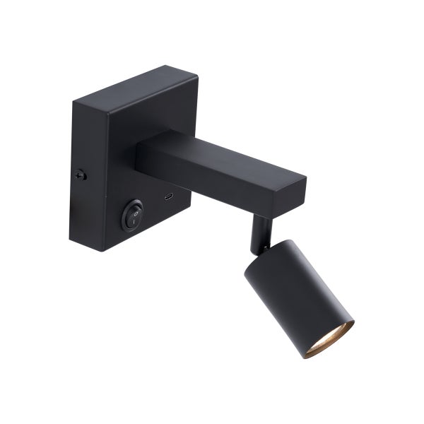 Schwarze Wandleuchte mit schwenkbarem Spot