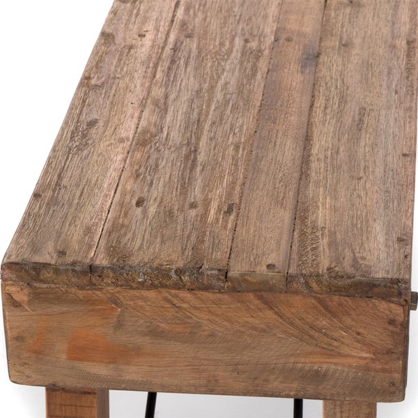 Sitzbank Aldo Recyclingholz massiv, Bein einklappbar 01 natur-vintage