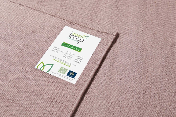 Kelim Teppich Flieder Altrosa aus Wolle Perpignan Green Looop 130x190 cm