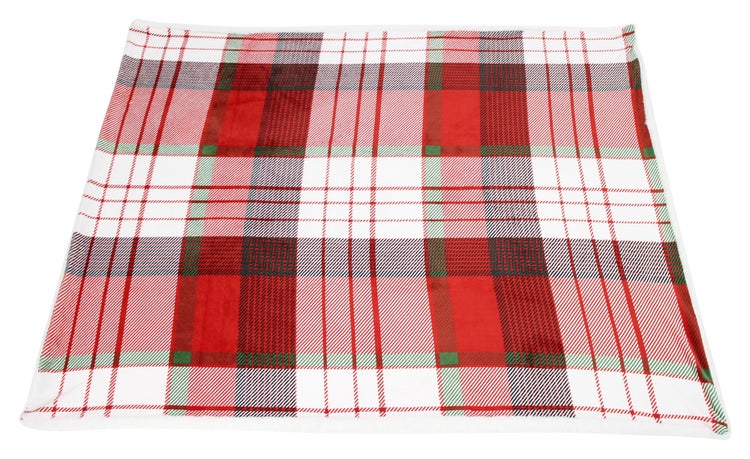 FRANK FLECHTWAREN | Kuscheldecke Weihnachtskaro, 130 x 160 cm, POLYESTER