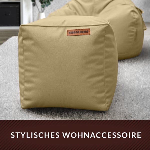 Würfelförmiger Sitzhocker mit Green Bean Logo