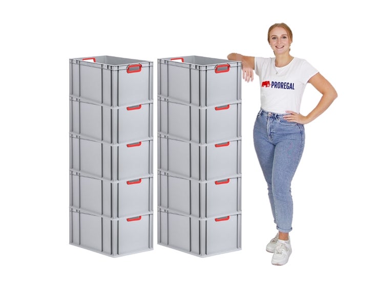 PROREGAL Eurobox Nextgen Color HxBxT 32 x 40 x 60 cm 65 Liter Griffe Rot Offen Verstärkter Boden Eurobehälter Transportbox