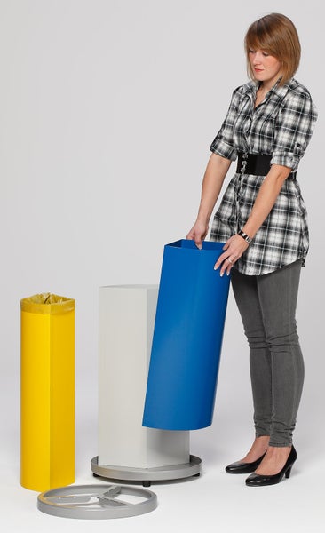 PROREGAL Robuste Wertstoffsammelstation Ohne Dach 30 Liter Je Behälter HxBxT 72 x 42 x 42 cm Verzinkter Stahl Blau Grau Gelb