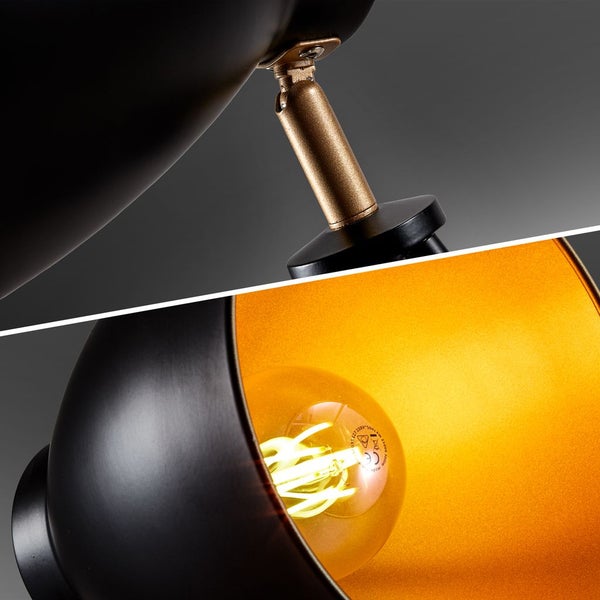 Stehlampe - Schalter, schwenkbar, E27 Fassung, max. 40W, Schwarz-Gold
