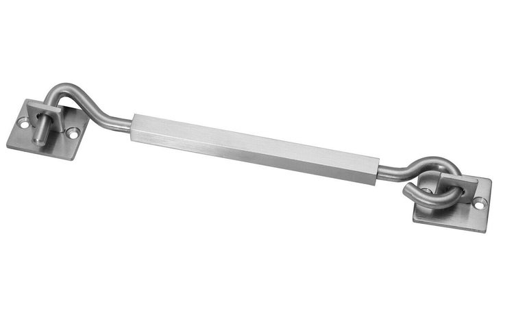 Sturmhaken aus Edelstahl mit zwei Montageplatten.