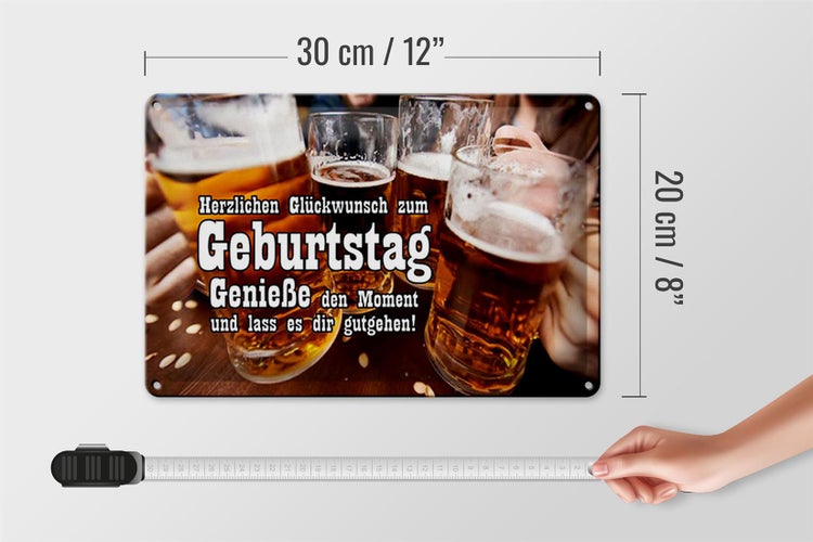 Blechschild Spruch 30x20cm Glückwunsch zum Geburtstag Bier