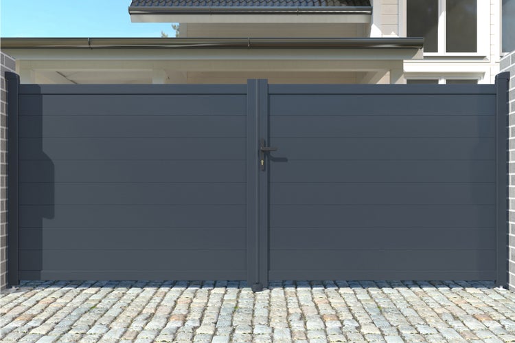 Doppelflügeltor 4m EIGER 400B140 Aluminium Grau