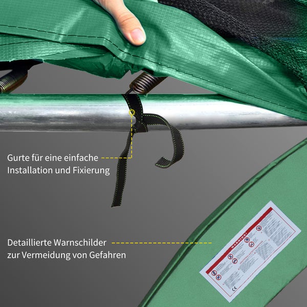 HOMCOM Trampolin Randabdeckung Sicherheitsnetz Wetterplane Leiter Randabdeckung: Ø 244cm Grün