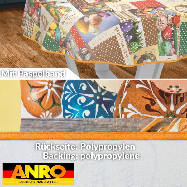 Tischdecke mit Ostermotiven und Paspelband