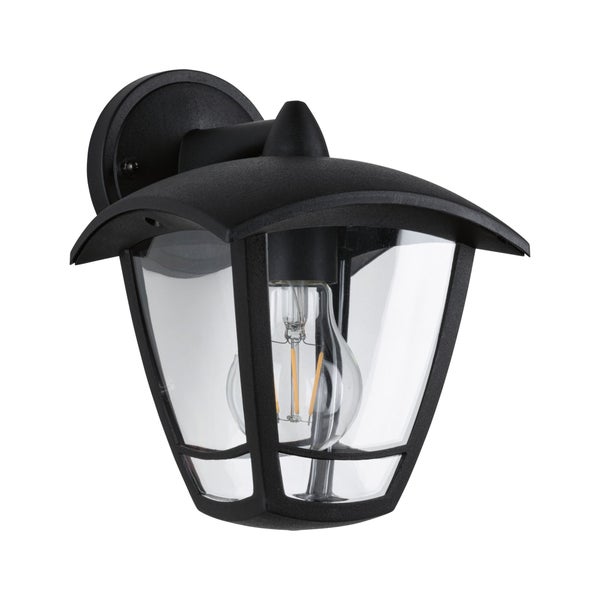 Außenwandleuchte Classic Curved IP44 164x190mm max. 12W 230V Klar, Schwarz Kunststoff