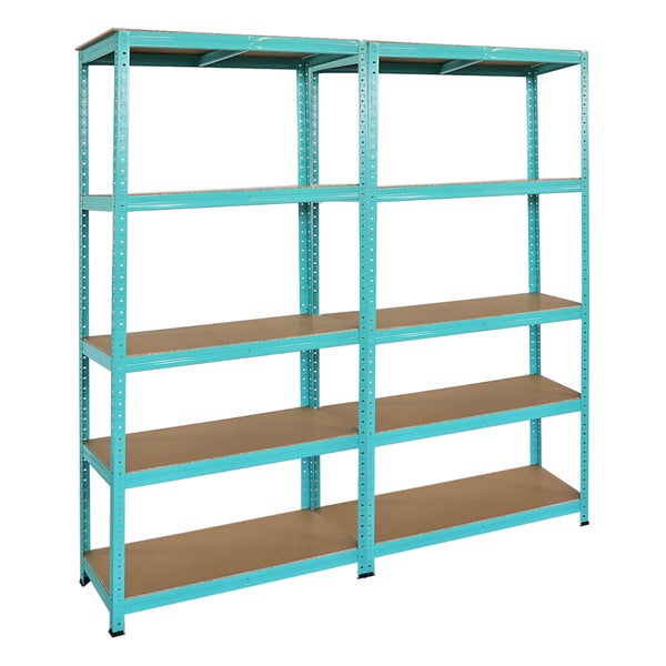 PROREGAL Mega Deal 2x Schwerlastregal GREEN HULK, HxBxT 180x90x40cm, Fachlast 175kg, 5 Ebenen, Grün, Kellerregal, Steckregal, Garagenregal, Lagerregal