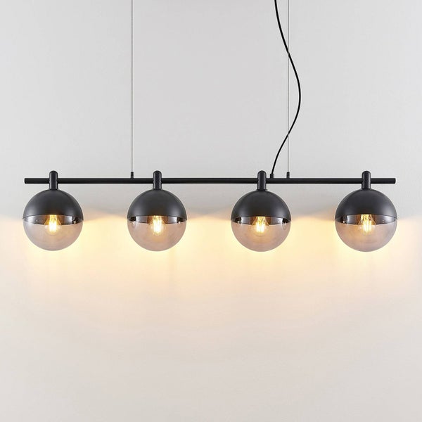 Lucande Pendelleuchte Dustian (Design, Modern) in Schwarz aus Glas (4 flammig E27) - Design-Hängeleuchte Esstischlampe Hängelampe Hängeleuchte Wohnzimmerleuchte